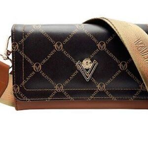🤎 Valentino Orlandi Brown Monogram Flap Crossbody Bag NWT 😺✨